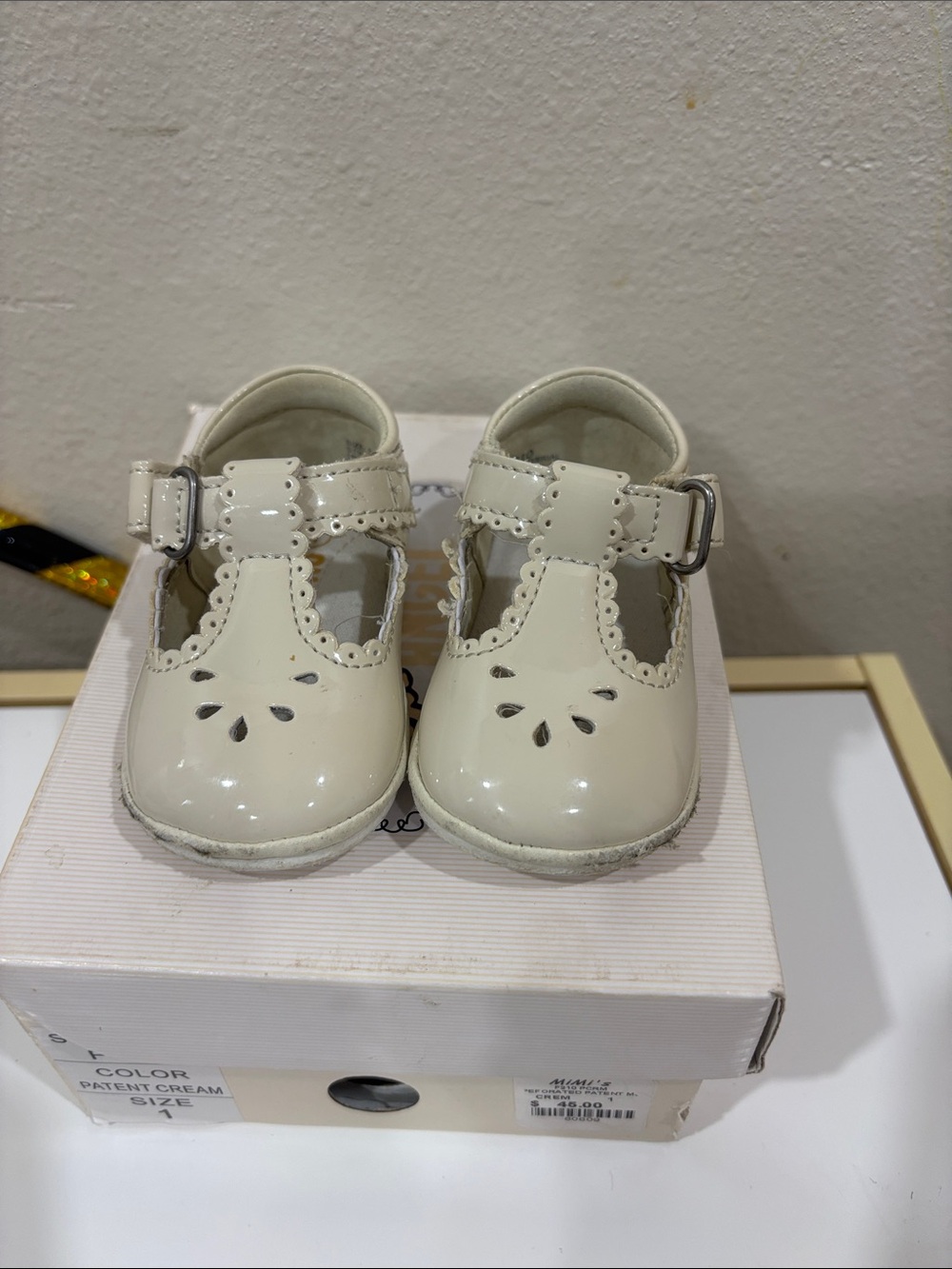 Angel Cream Patent T-Strap Mary Jane Shoes for Baby